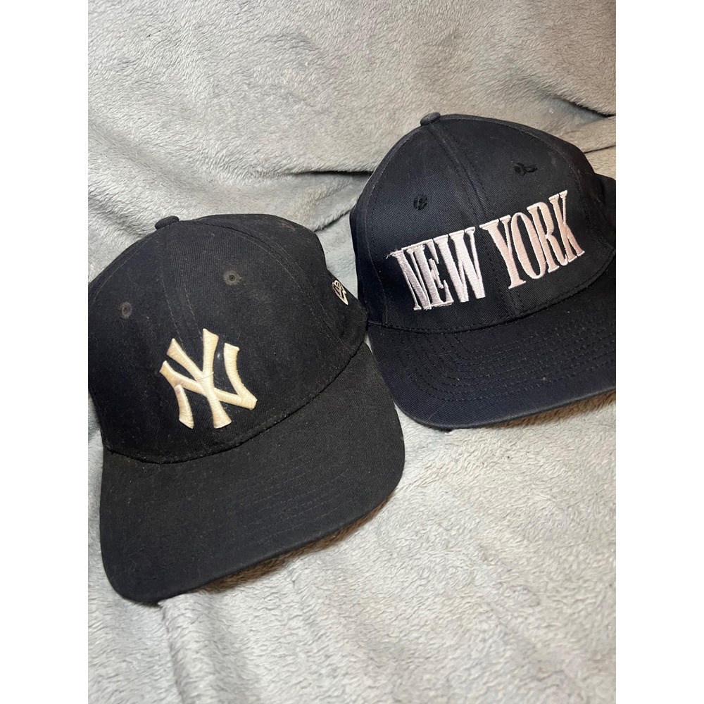 New Era Yankees 9FORTY & New York Snapback Hat Lot Adjustable Black MLB Caps